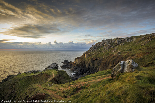 Sunset at the Botallack Tin Mines in West Cornwall Picture Board by Heidi Stewart