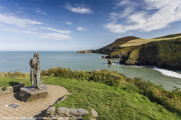 St. Crannog's Statue at Llangrannog in West Wales.  Picture Board by Heidi Stewart