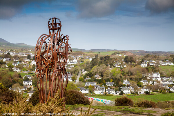 The Tin Man overlooks Llanbedrog Llyn Peninsula Picture Board by Heidi Stewart