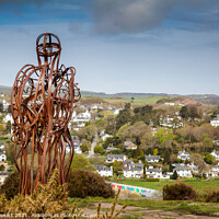 Buy canvas prints of The Tin Man overlooks Llanbedrog Llyn Peninsula by Heidi Stewart