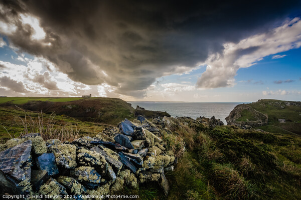 Rain Clouds Over Tintagel, Cornwall Picture Board by Heidi Stewart