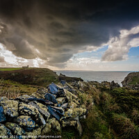 Buy canvas prints of Rain Clouds Over Tintagel, Cornwall by Heidi Stewart