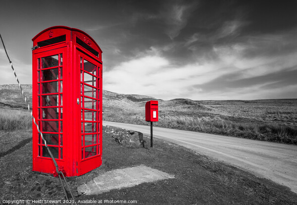Red Telephone Box and Post Box Colour Pop Picture Board by Heidi Stewart
