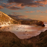 Buy canvas prints of Lulworth Cove Sunset by Kris Dutson