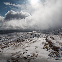 Buy canvas prints of Snow storm over Fan Hir Brecon Beacons.  by Richard Morgan