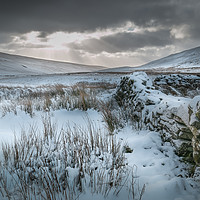 Buy canvas prints of Snow covered stone wall in the Brecon Beacons. by Richard Morgan
