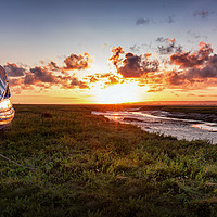 Buy canvas prints of The Penclawdd Blue Boat at Sunset. by Richard Morgan