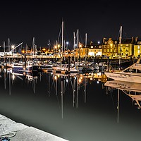 Buy canvas prints of Arbroath harbour at night by ShadowWolf Studio