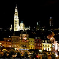 Buy canvas prints of Antwerp and Cathedral of our Lady at night by Alexandra Stevens