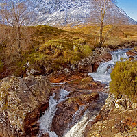 Buy canvas prints of Buachille Etive Mhor and Waterfall by Matt Johnston