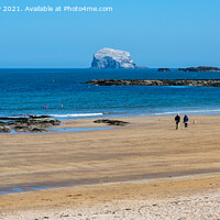 Buy canvas prints of Beach, Bay and Bass Rock panorama by Angus McComiskey