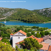 Buy canvas prints of Krka River from Skradin viewpoint, Croatia by Angus McComiskey