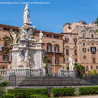 Buy canvas prints of Teatro Marmoreo fountain, Palermo Sicily by Angus McComiskey