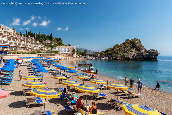 Mazzaro Beach looking north, Taormina, Sicily Picture Board by Angus McComiskey
