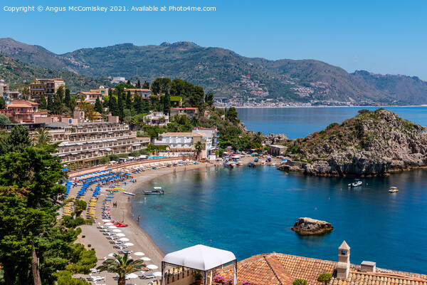 Looking down on Mazzaro Beach, Taormina, Sicily Picture Board by Angus McComiskey