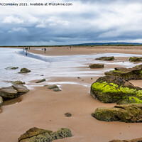 Buy canvas prints of Dornoch beach looking south as the tide retreats by Angus McComiskey