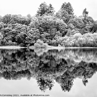 Buy canvas prints of Loch Chon reflections mono by Angus McComiskey
