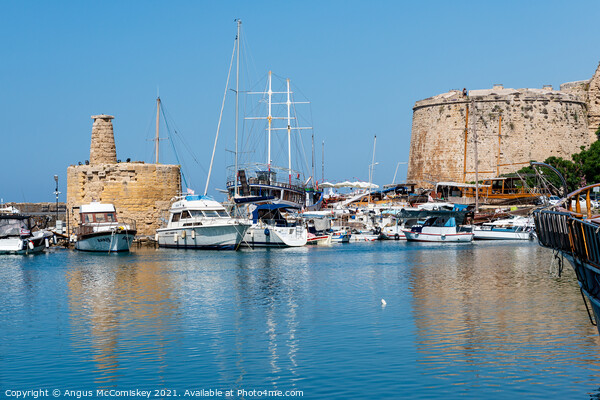 Boats moored in Kyrenia harbour, Northern Cyprus Picture Board by Angus McComiskey