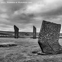 Buy canvas prints of Standing Stones of Stenness, Mainland Orkney mono by Angus McComiskey
