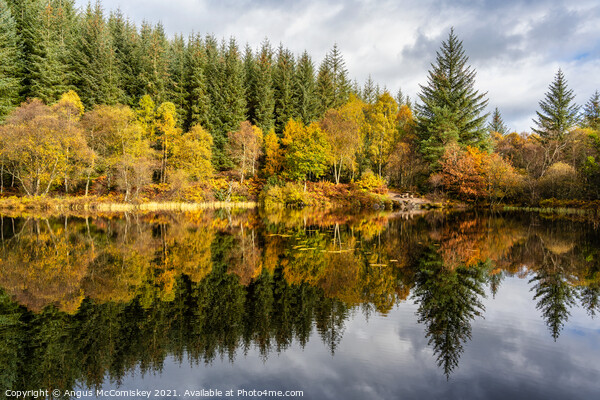 Lochan Spling reflections Framed Mounted Print by Angus McComiskey