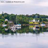 Buy canvas prints of Yachts anchored at North Connel village by Angus McComiskey