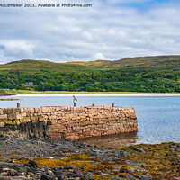 Buy canvas prints of Old stone pier at Calgary Bay, Isle of Mull by Angus McComiskey