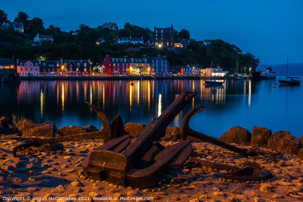 Anchor on quayside at Tobermory by night Picture Board by Angus McComiskey