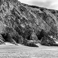 Buy canvas prints of Sea cliffs Coumeenoole Beach Dingle Peninsula mono by Angus McComiskey