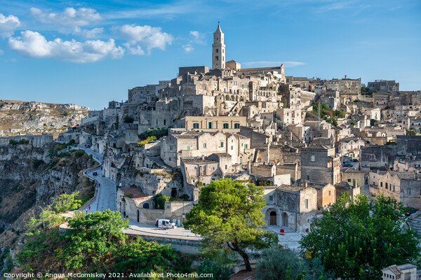 Classic view of Sassi District of Matera Picture Board by Angus McComiskey