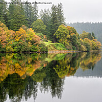 Buy canvas prints of Misty autumn reflections on Loch Ard, Trossachs by Angus McComiskey