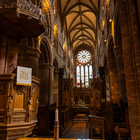 Buy canvas prints of Interior of St Magnus Cathedral, Kirkwall by Angus McComiskey