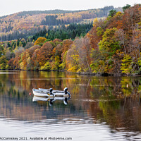 Buy canvas prints of Moored boats on Loch Faskally, Perthshire by Angus McComiskey