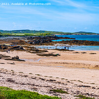 Buy canvas prints of Sandy beach at Mannin Bay, County Galway panorama by Angus McComiskey