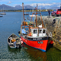 Buy canvas prints of Fishing boat in Roundstone harbour, County Galway  by Angus McComiskey