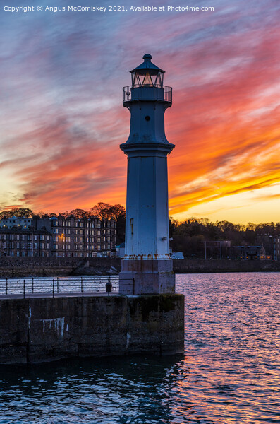 Newhaven Lighthouse at sunset, Edinburgh Picture Board by Angus McComiskey