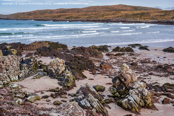 Achnahaird Bay surfer, Coigach Peninsula Scotland Picture Board by Angus McComiskey