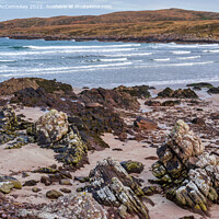 Buy canvas prints of Achnahaird Bay surfer, Coigach Peninsula Scotland by Angus McComiskey