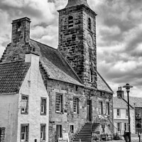 Buy canvas prints of Town House in village of Culross in Fife mono by Angus McComiskey