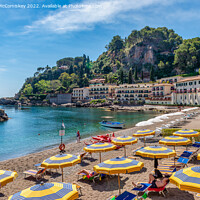 Buy canvas prints of Mazzaro Beach looking south, Taormina, Sicily by Angus McComiskey