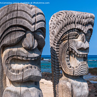 Buy canvas prints of Wooden Ki'i statues on Big Island, Hawaii by Angus McComiskey