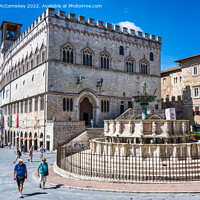 Buy canvas prints of Palazzo dei Priori and fountain in Perugia, Umbria by Angus McComiskey