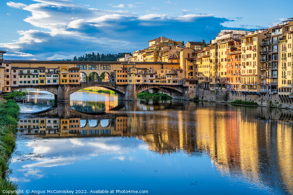 Ponte Vecchio at sunrise, Florence, Tuscany Picture Board by Angus McComiskey