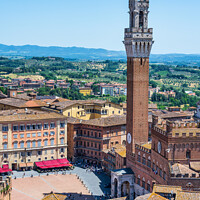 Buy canvas prints of Torr del Mangia bell tower in Siena, Tuscany by Angus McComiskey