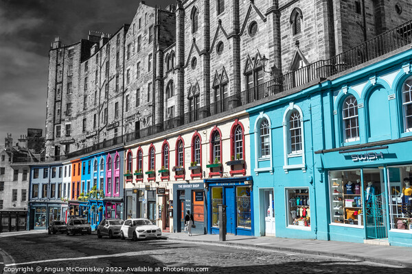 Victoria Street shops Edinburgh selective colour Picture Board by Angus McComiskey