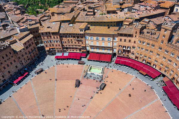 Aerial view of Piazza del Campo in Siena, Tuscany Picture Board by Angus McComiskey
