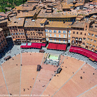 Buy canvas prints of Aerial view of Piazza del Campo in Siena, Tuscany by Angus McComiskey