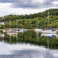 Buy canvas prints of Yachts moored at Salen Jetty, Ardnamurchan by Angus McComiskey