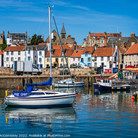Buy canvas prints of Colourful Boats in St Monans harbour by Angus McComiskey