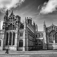 Buy canvas prints of East elevation of Ely Cathedral mono by Angus McComiskey