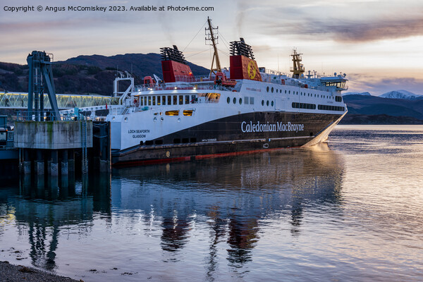 CalMac ferry in Ullapool harbour Picture Board by Angus McComiskey